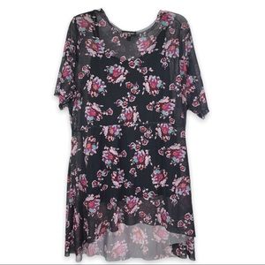 Lane Bryant Floral Mesh Overlay Hi-Lo Layered Top